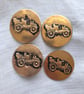 Set of 4 old gold metal 32mm buttons, with vintage car design and back shank - Image 1