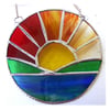 Sunrise Picture Stained Glass Suncatcher Handmade Sun Ring 063