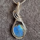 Wire Wrapped labradorite pendant necklace 