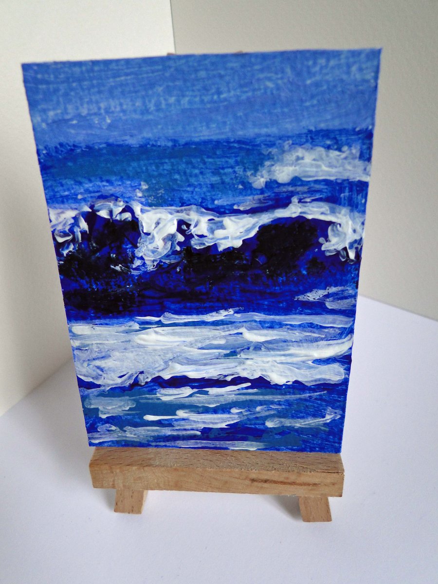 ACEO Art Card Wave 3 Original Acrylic Painting 