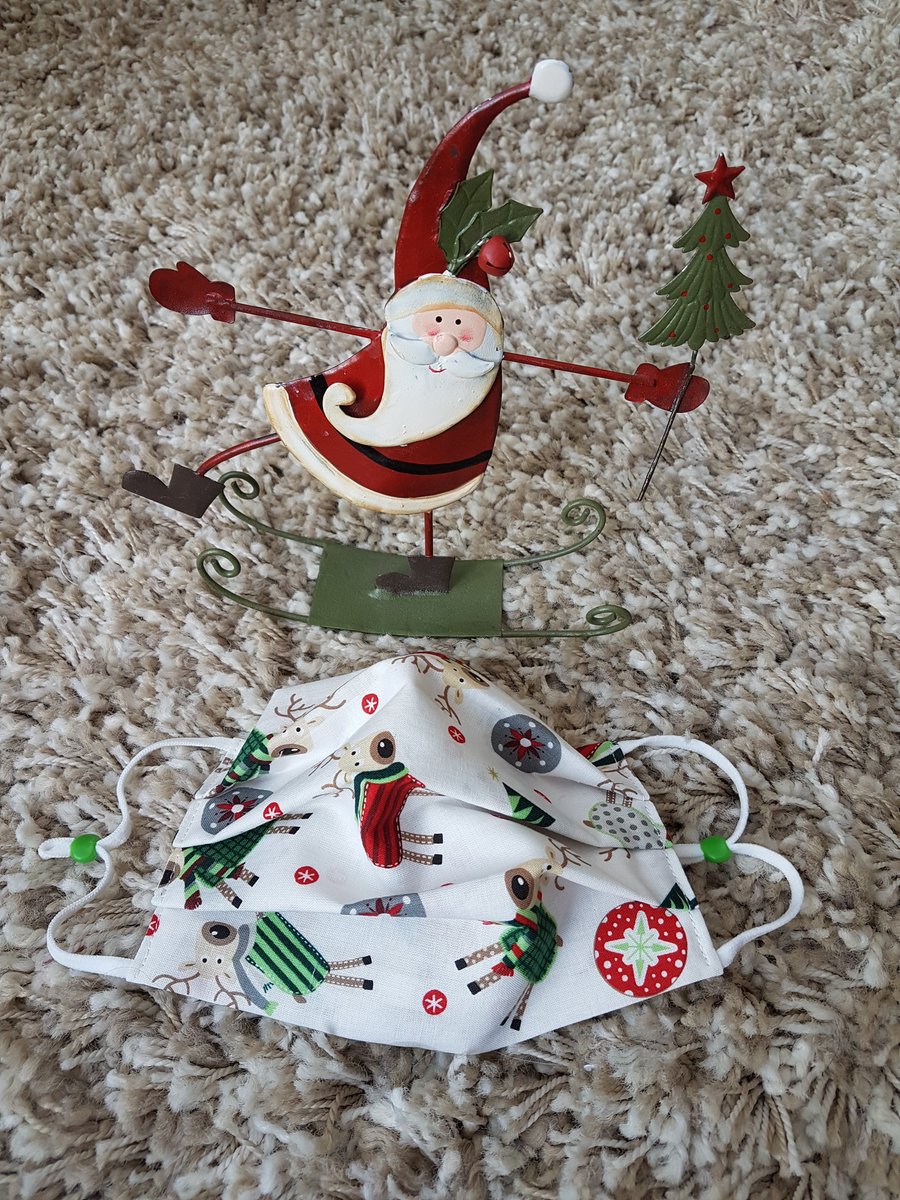 Adult festive face covering – Reindeers in Coats Print 