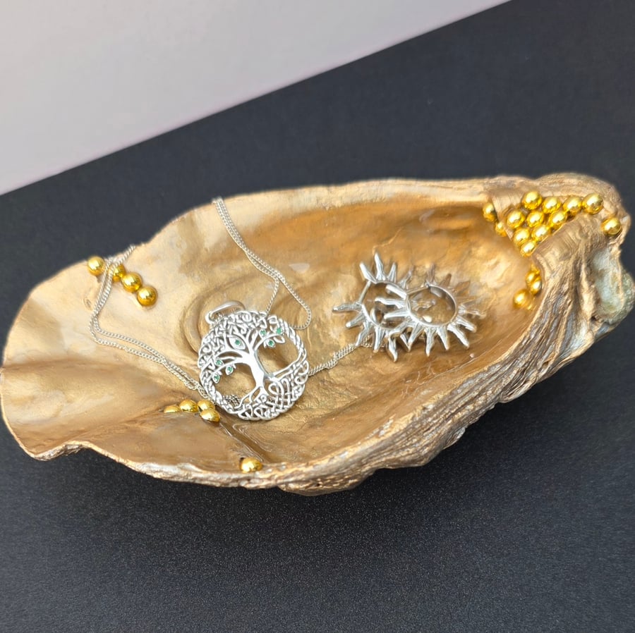 Hand Decorated Oyster Shell Trinket Dish