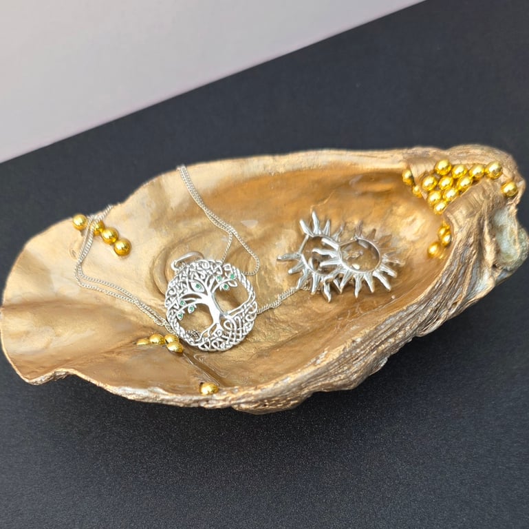 Hand Decorated Oyster Shell Trinket Dish