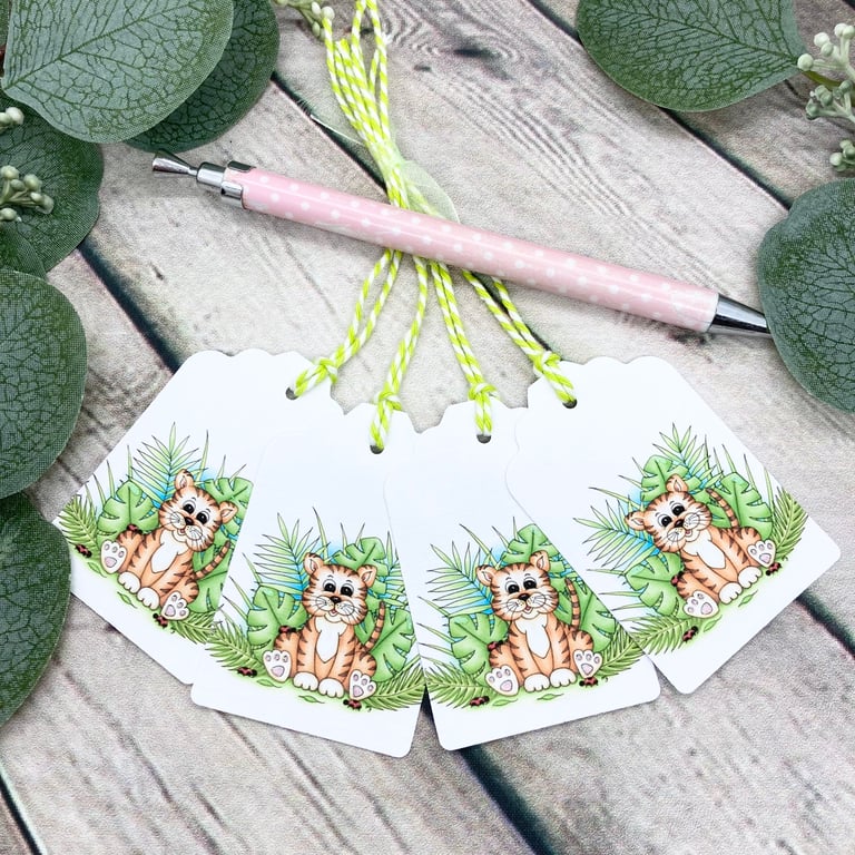 Cute Tiger Gift Tags - set of 4 tags - Jungle Tiger