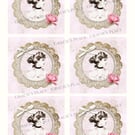 Shabby chic lady ephemera card toppers digital download 