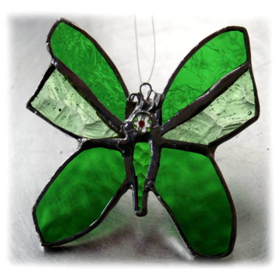 Butterfly Stained Glass Suncatcher Green 041