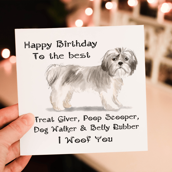 Shih Tzu Dog Birthday Card, Dog Birthday Card