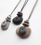 Layered Pebble Pendant with Metal Bead - Image 3