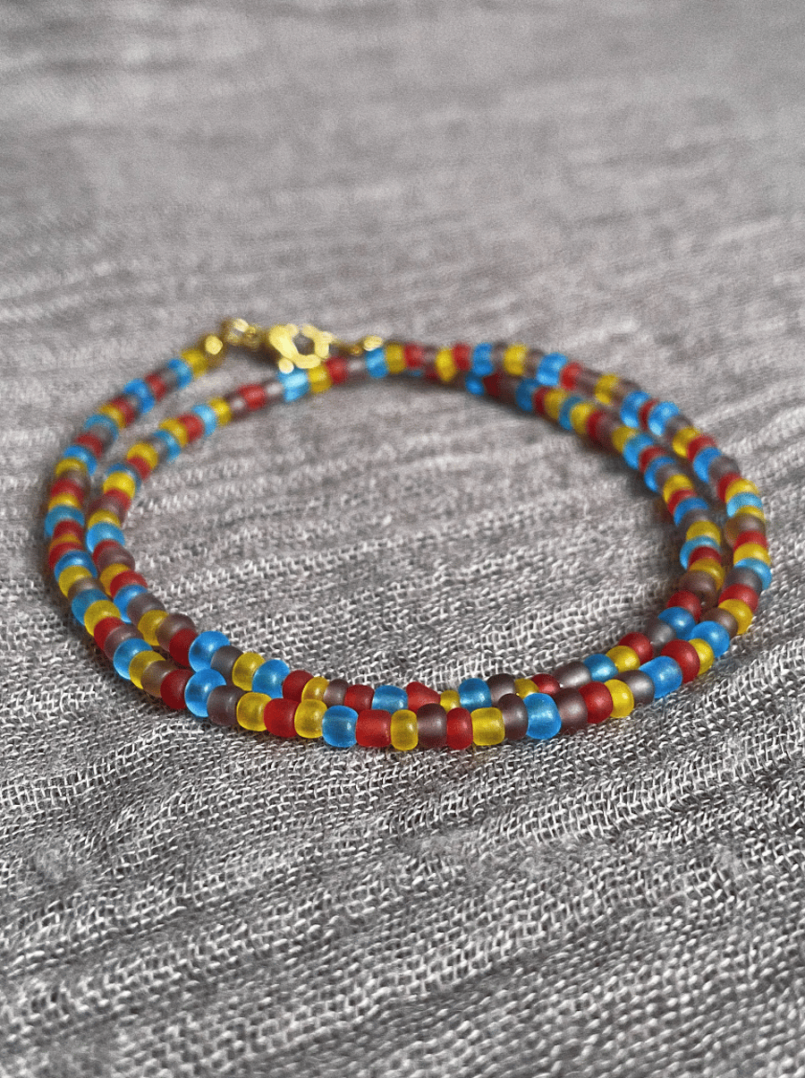 Beaded summer beach necklace, rainbow chocker, gift for her, holiday  jewellery