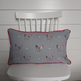 Sophie Allport Hens Cushion Cover with Red Piping