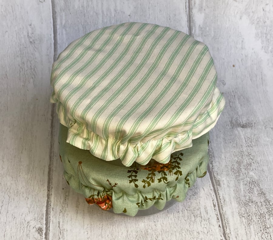 Extra small bowl covers for dips. Set of two. Sage green