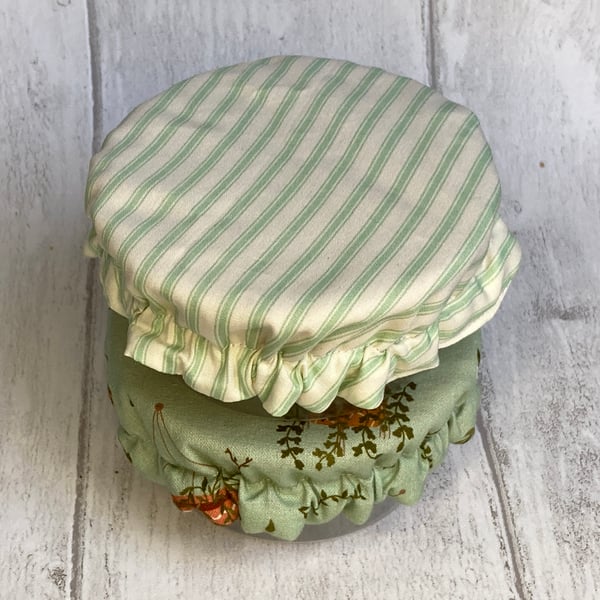 Extra small bowl covers for dips. Set of two. Sage green