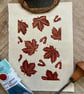 Set of 3 - Falling leaves Linoprints Oak, Sycamore and Chestnut : Hand-Burnished - Image 4