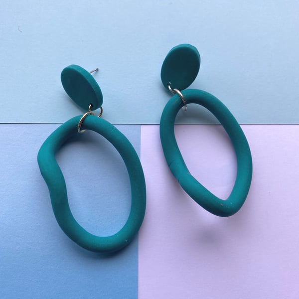 Wonky hoop polymer clay earrings, polymer clay hoops