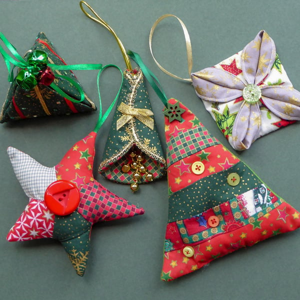  Tree Decoration Pack - Stitched Textiles