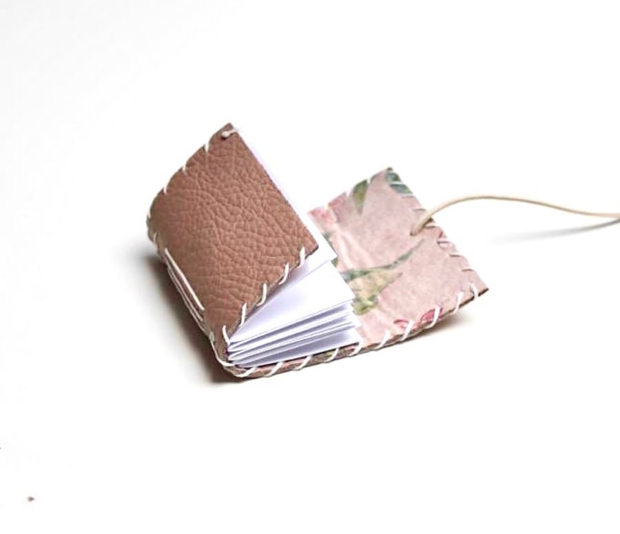 Miniature Pale Pink Handmade Leather notebook 