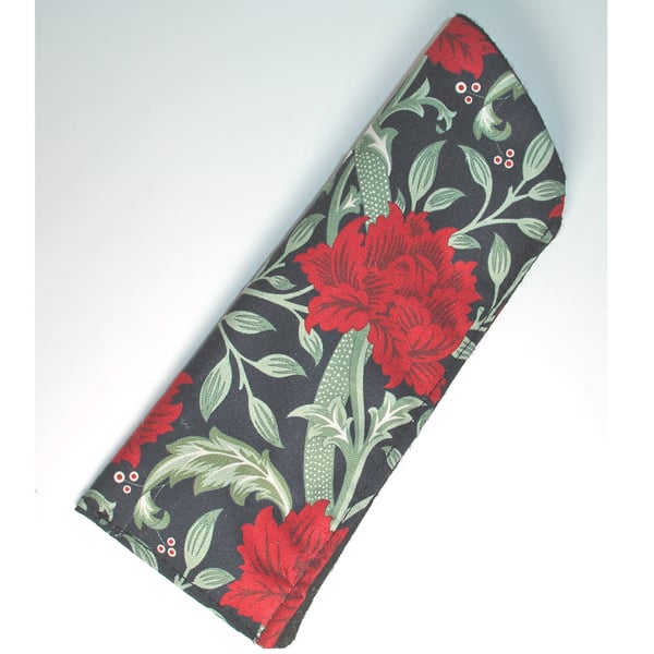 William Morris Red Floral Glasses Case Sleeve Soft Hammersmith