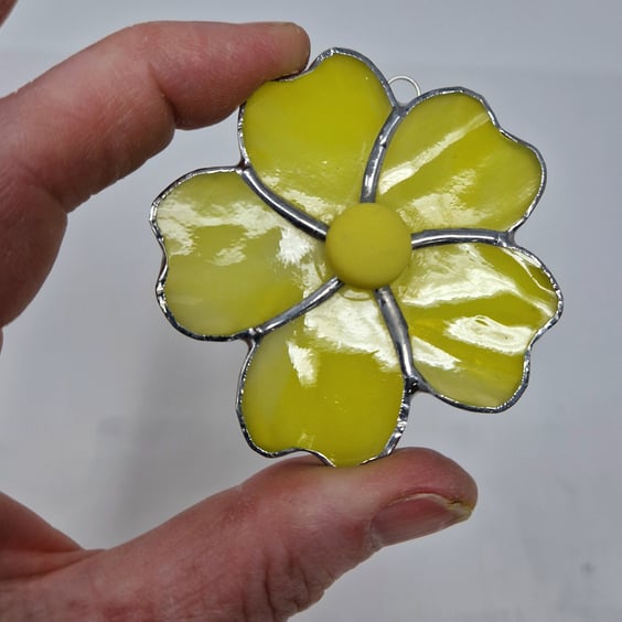 Stained glass yellow primrose garden woodland flower