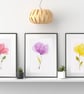 Watercolour flowers wall prints, Watercolour flowers wall decor - Image 1