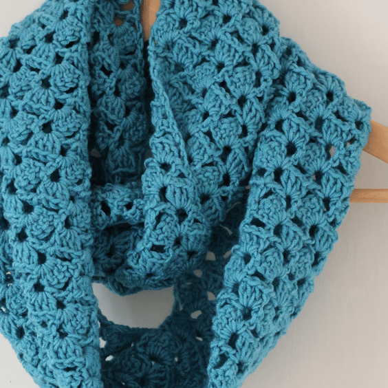 Handmade Teal Infinity Scarf - Crochet - Practical Gift