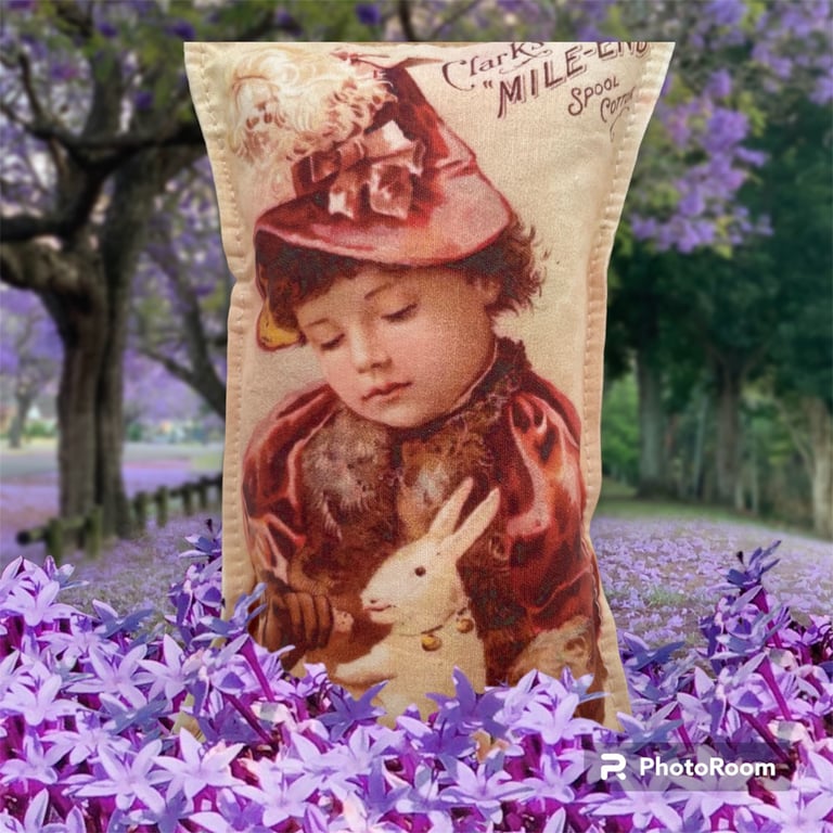 Sewing -Vintage Image Pin Cushion (Child & Bunny) by Carolee Crafts PB12 - 0009 