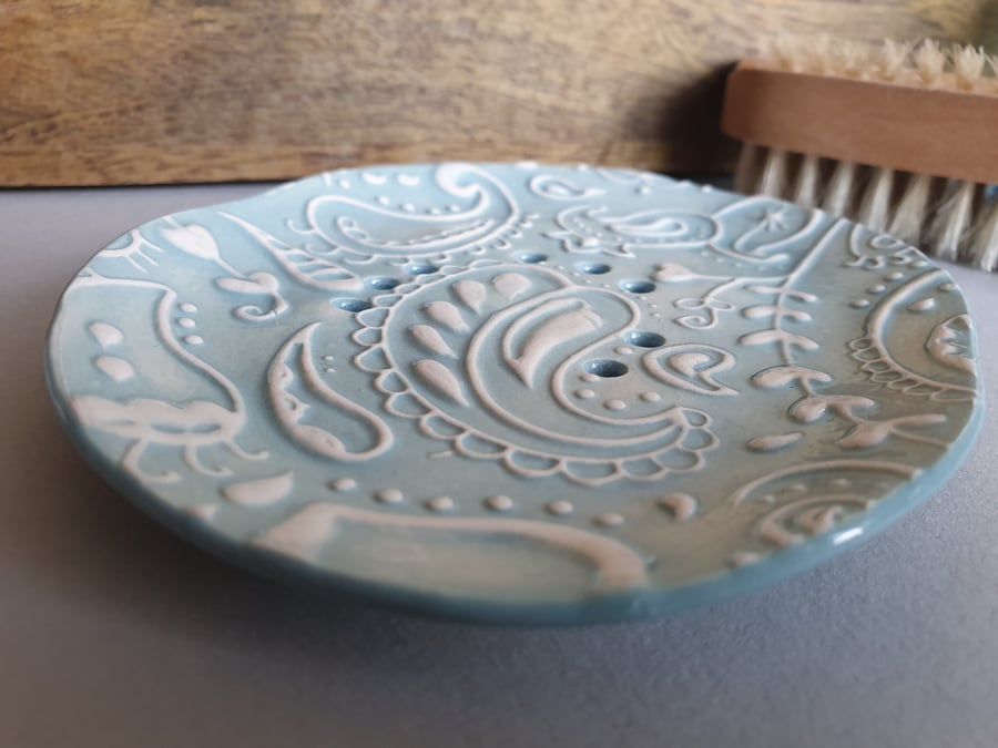 Handmade Ceramic Paisley Soapdish