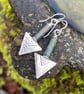 Sterling silver and African turquoise triangular earrings - Image 3
