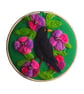 Needlefelted flowers and blackbird hoop picture  - Image 1
