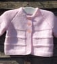 Baby cardigan matinee coat pink hand knit 0-3 months 
