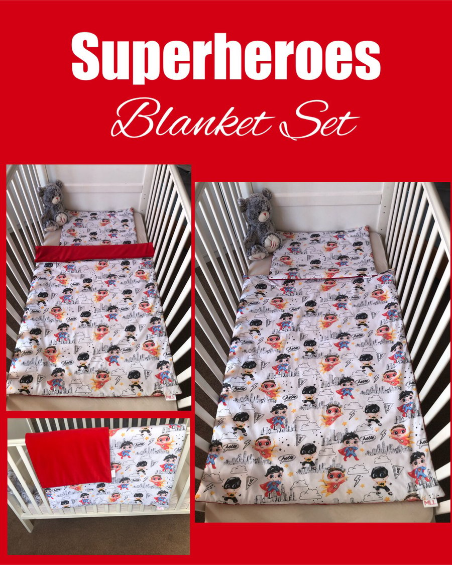 Superheroes with Red Baby Blanket Sets