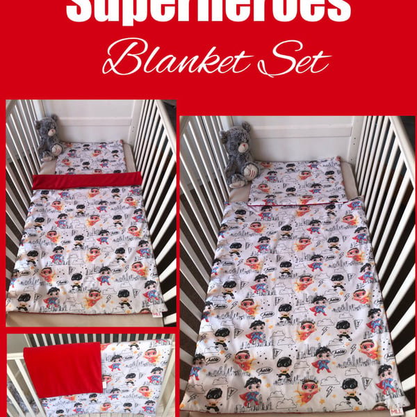 Superheroes with Red Baby Blanket Sets