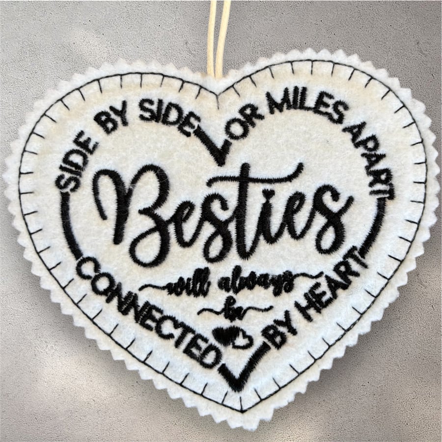 Besties side by side Embroidered Hanging Keepsake, 