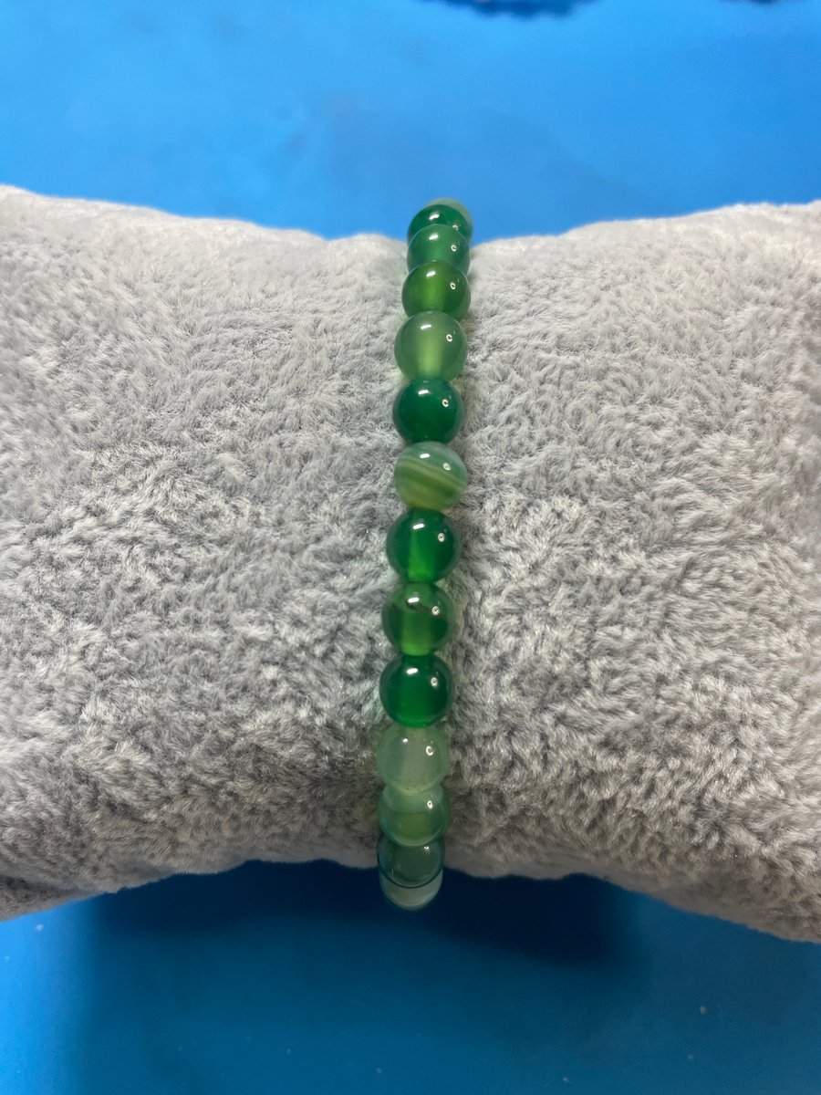 (Green Agate Natural ) Handmade Gemstone Bracelet (17cm)