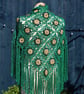 Crochet triangular shawl in sparkly gold, dark green and emerald - design LF433 - Image 2