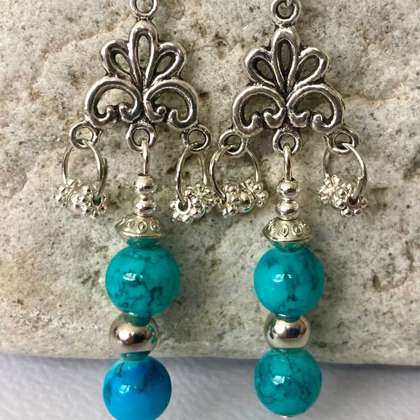 Earrings- Silver Plated - Boho style, Dangle, Freepost