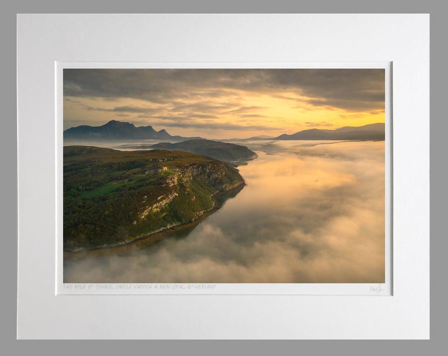 Ben Loyal, Castle Varrich & Kyle of Tongue - A3 (50x40cm) Unframed Print