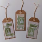 Set of Three Gift Tags with Hand Printed Snowdrops