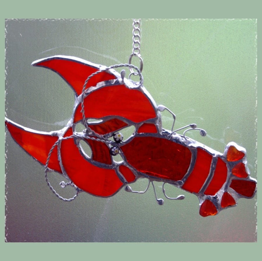 Lobster Stained Glass Suncatcher Handmade Marine Sea