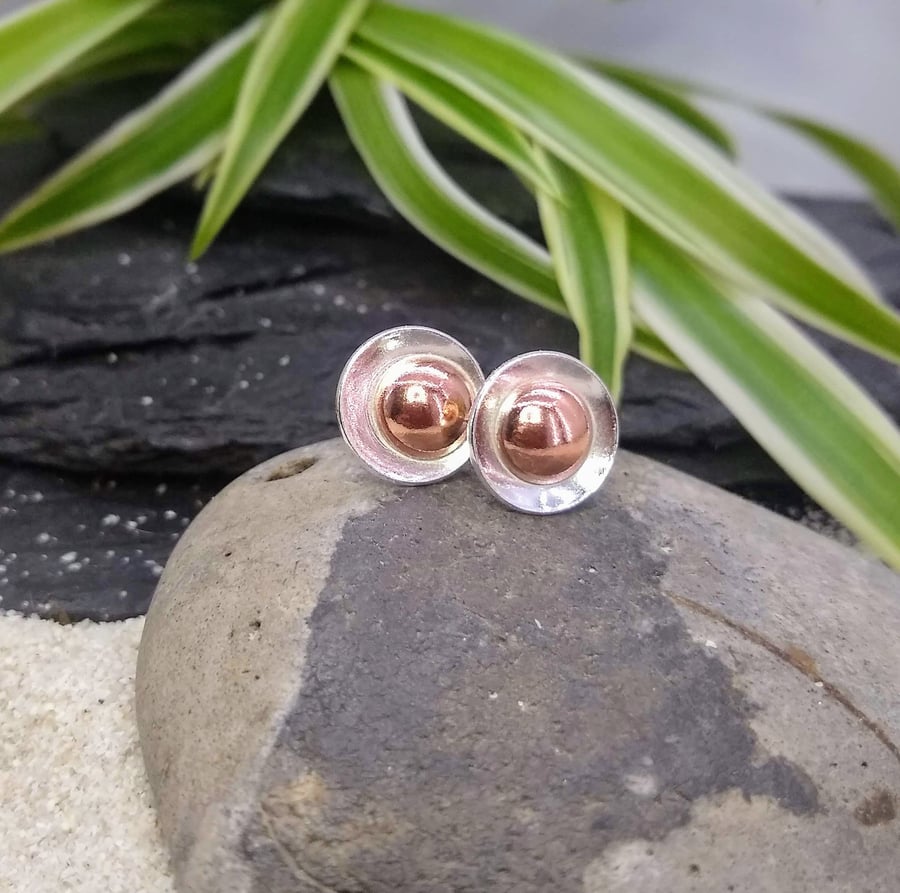 Silver & Copper Celestial Earrings