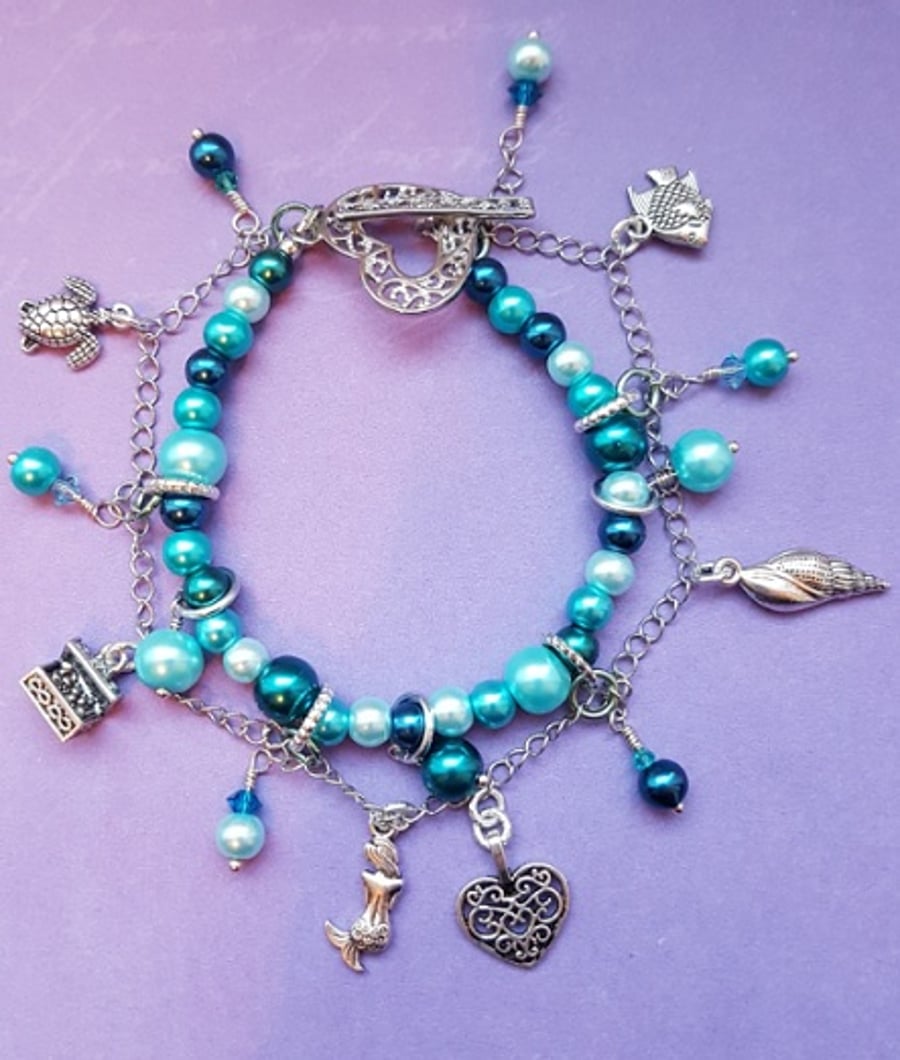 Mermaid Charm bracelet, Colours of the Sea