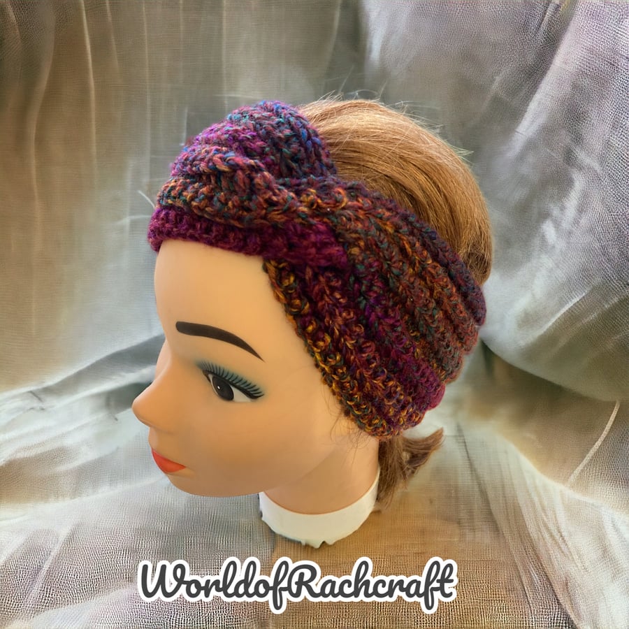 Mixed coloured head-ear warmer 
