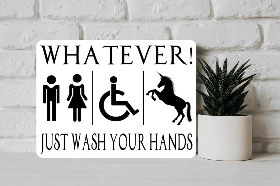 Gender Neutral Toilet Bathroom Wall Sign Gift Present Unicorn Bar Sign Pub Plaqu