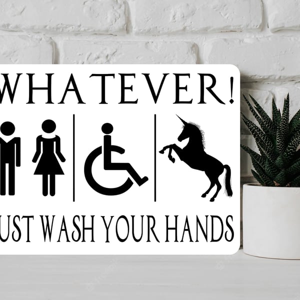 Gender Neutral Toilet Bathroom Wall Sign Gift Present Unicorn Bar Sign Pub Plaqu