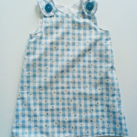 Dress, Age 2 years, blue, gingham, floral, Summer dress, A line dress, pinafore 