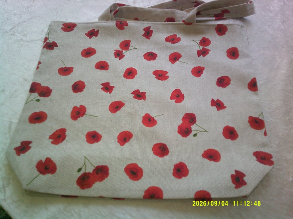 Poppies on Beige Fabric Bag