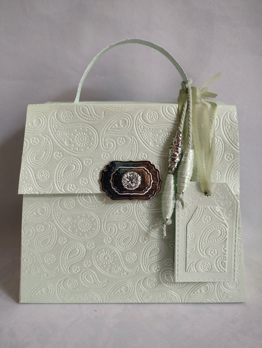 Perfect Paisley Pastel Peppermint Green Handmade Handbag Style Gift Box 