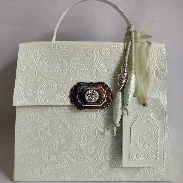 Perfect Paisley Pastel Peppermint Green Handmade Handbag Style Gift Box 