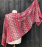 Frothy Waves Red Berries Chevron Lace Rectangular Handmade Shawl Wrap Scarf - Image 4