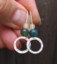Hoops, Sterling silver dangle hoop earring, lemon jade and green moss agate hoop - Image 6