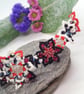 Beaded Floral Tiara With Red Black & White Beads, Prom Accessory - Image 3